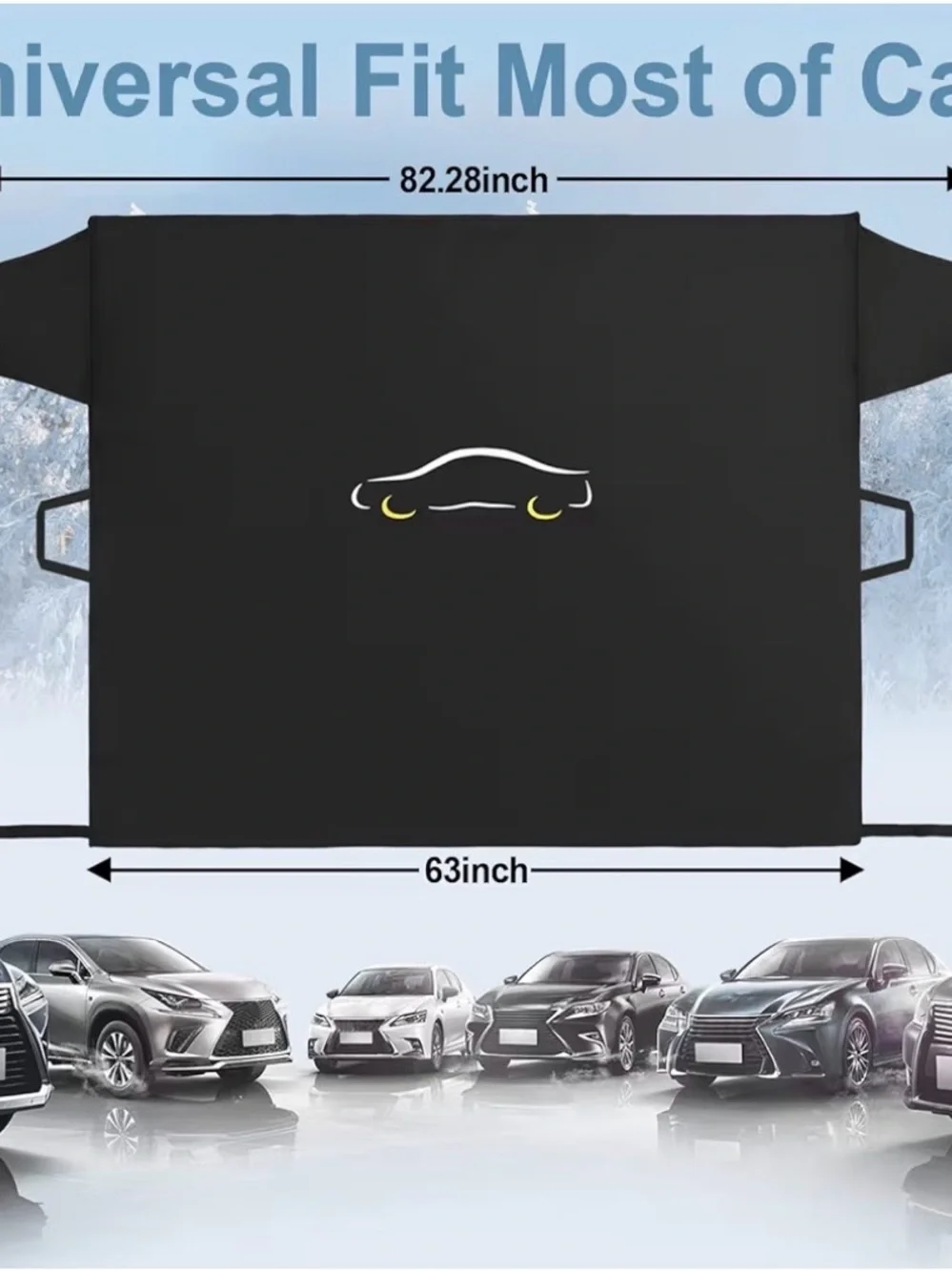 Windshield Cover for Ice and Snow, XL Size (Black)-600D Oxford Fabric